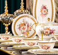 Tasse et soucoupe à café en porcelaine fine « Rose Royale » | Édition luxe à bord doré