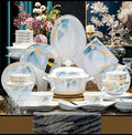 Service de vaisselle en porcelaine luxueuse à motif aquarelle - Coffret complet pour 4/6 personnes